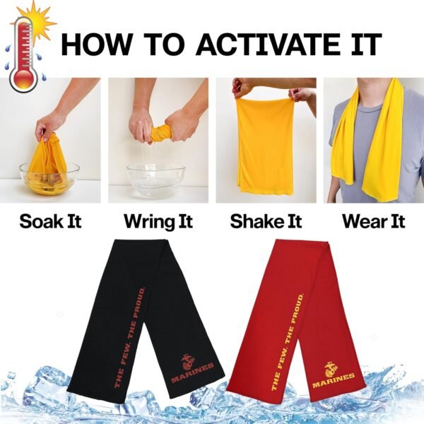 2 Pack Instant Cooling Towel for Neck Face, Reusable, Soft Breathable, Sports, Golf, Gym Sweat Rag, Cold Towel for Hot Weather (Polyester, Marines Red/Black) - Image 5