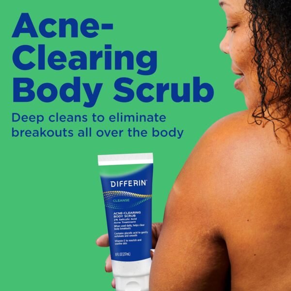 Differin Body Scrub with Salicylic Acid Acne Clearing Improves Tone and Texture Prone Skin on Back Shoulders and Chest, 8 Oz (Packaging May Vary) - Image 4