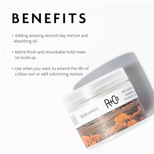 R+Co Badlands Dry Shampoo Paste | Part Dry Shampoo, Part Styling Paste | Adds Texture, Absorbs Oil, Matte Finish | 2.2 oz - Image 3