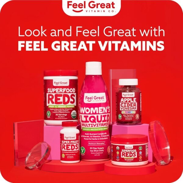 ​Feel Great Organic Superfood Reds Powder Packed with Beet Root Powder | Digestive Support Including Bloating Relief | Fruit and Veggie Polyphenols Supplement. - Image 9