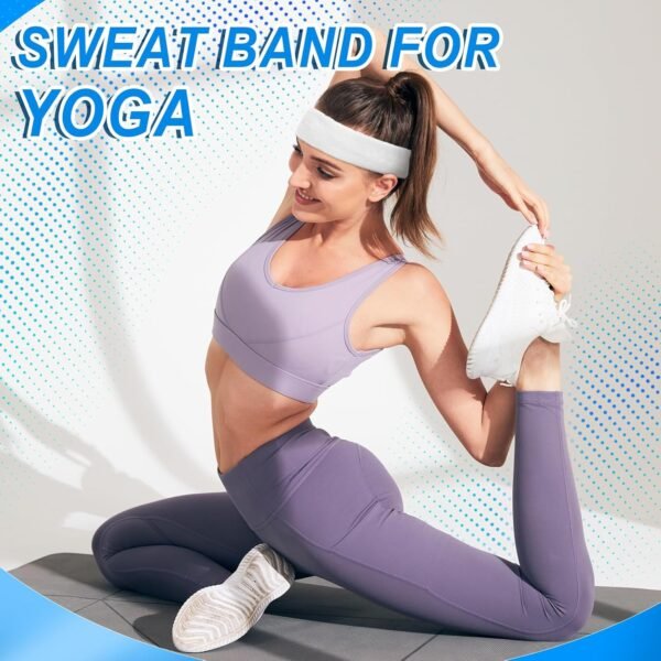 Sweatbands Sport Headbands for Men & Women, Sweat Head Bands Moisture Wicking Athletic Sweatband for Athletic Exercise, Tennis, Running, Basketball, Working Out, Yoga - Image 4