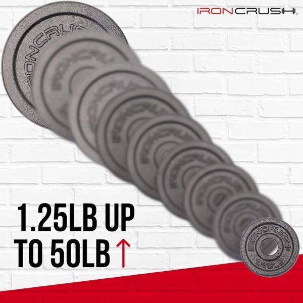 Standard 1 inch Cast Iron Weight plates - Superior Hammertone Finish, Wider Range 1.25-50 lbs Weights. Ideal for Dumbbell Handles, 1in Barbells, Adjustable Kettlebell Handles - Sold in Pairs - Image 3