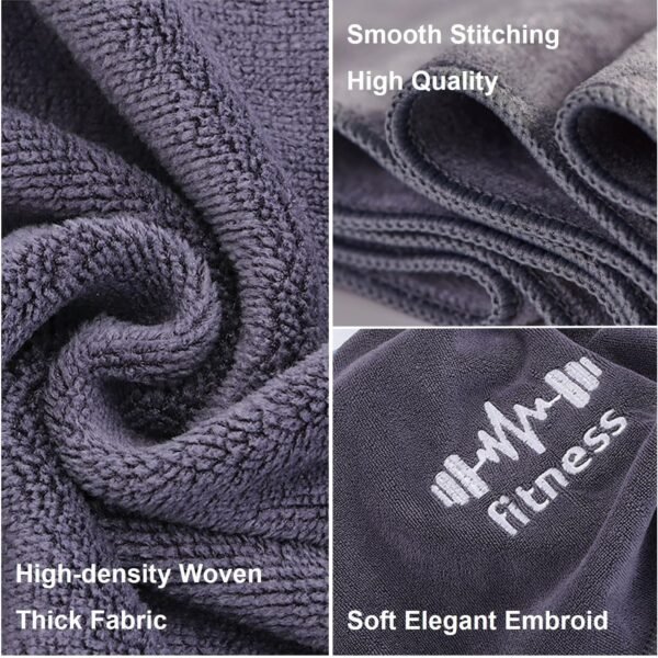 Microfiber Gym Towel Set, Water Absorbent Sports Towels for Sweat, Long Large Size Super Soft Towels, Yoga Towel, Towel for Working Out, Sweat, Fitness (Grey, 37.4"x15.7" + 43.3"x9.8") - Image 6