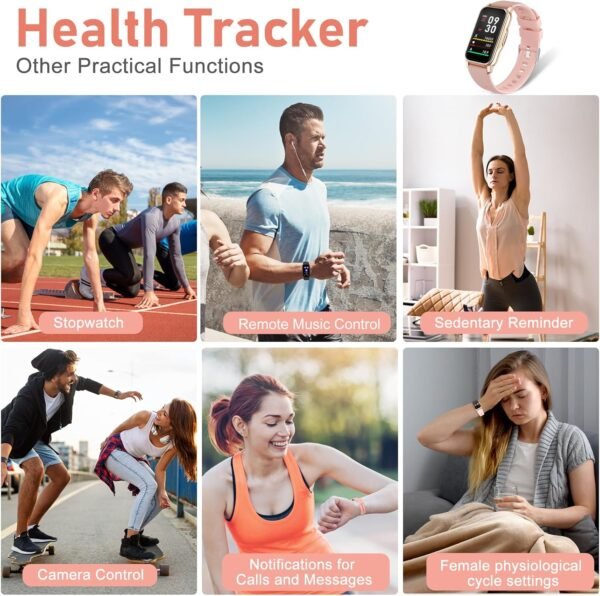 Fitness Tracker with Step Counter/Calories/Stopwatch, Activity Tracker, Health Tracker with Heart Rate Monitor, Sleep Tracker,1.47'' Touch Color Screen, Pedometer Watch for Women Men - Image 7