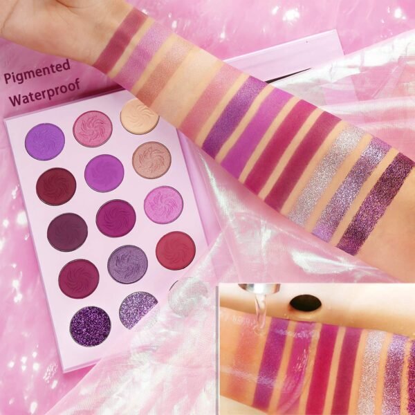 Afflano Purple Eyeshadow Palette Makeup Matte Glitter, Highly Pigmented Pink Eye Makeup Pallet, Dream Purple Pink Dark Red Violet Cute Bright Shimmer Travel Eyeshadow Pallet for Girl Women - Image 7