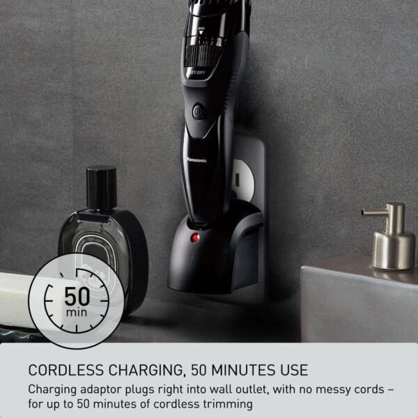 Panasonic Cordless Men's Beard Trimmer With Precision Dial, Adjustable 19 Length Setting, Rechargeable Battery, Washable - ER-GB42-K (Black) - Image 6