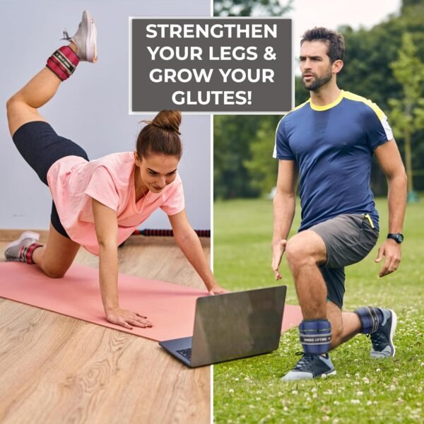 Adjustable Ankle Weights for Women and Men - 1 Pair 2 4 6 8 10 Lbs - Strap to Wrist, Hand or Leg for Gym & Yoga - Workout Equipment to Boost Weight Loss by Nordic Lifting - Image 9