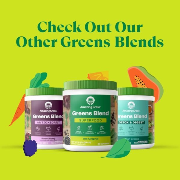 Amazing Grass Kidz Superfood: Vegan Protein & Probiotics for Kids with Beet Root Powder & 1/2 Cup of Leafy Greens, Strawberry Blast, 15 Servings - Image 8