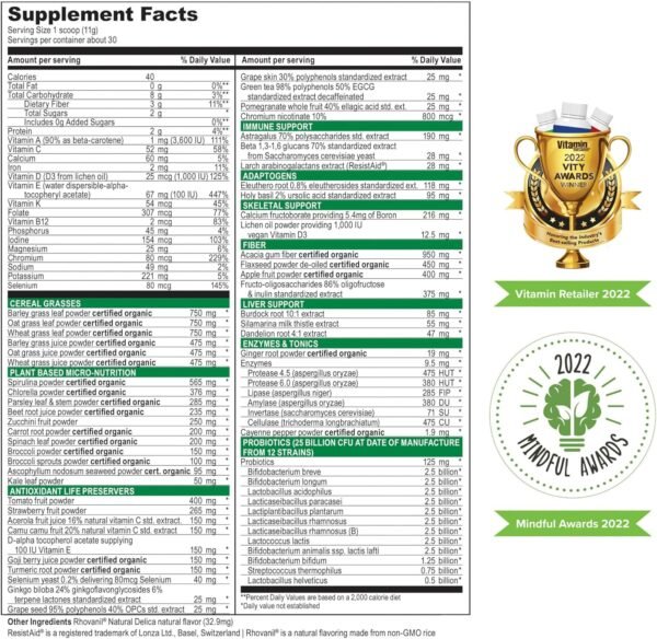 Vibrant Health, Green Vibrance, Includes 65 Plant-Based Superfoods, 25 Billion Probiotics, Fiber, Adaptogens & Enzymes, 30 Servings - Image 5