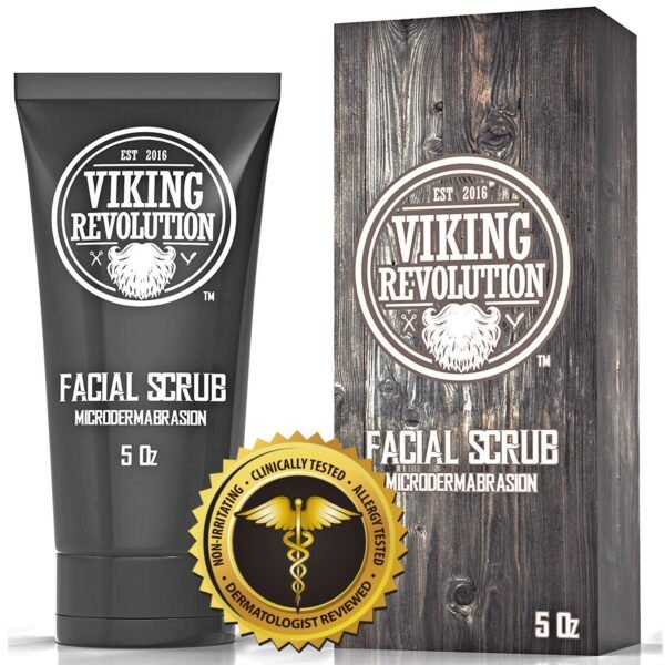 Viking Revolution Microdermabrasion Face Scrub for Men - Facial Cleanser for Skin Exfoliating, Deep Cleansing, Removing Blackheads, Acne, Ingrown Hairs - Men's Face Scrub for Pre-Shave (1 Pack) - Image 6