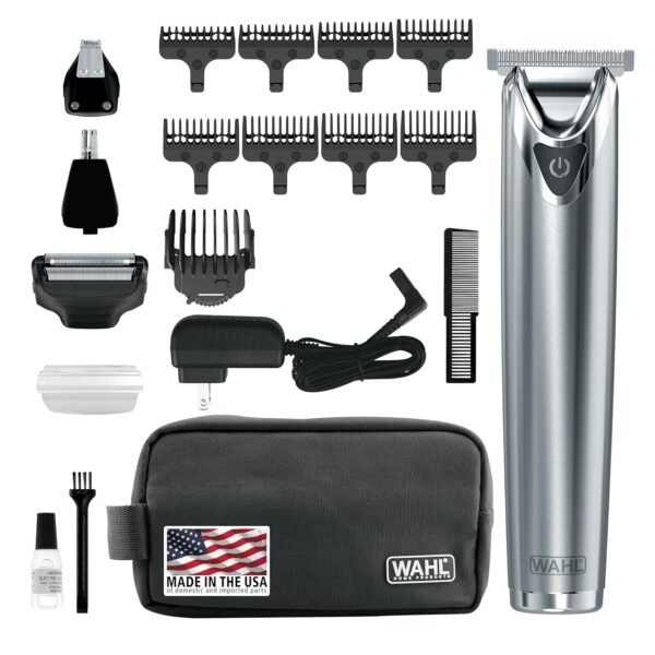 Wahl USA Stainless Steel Lithium Ion 2.0+ Beard Trimmer for Men - Electric Shaver & Nose Ear Trimmer - Rechargeable All in One Men's Grooming Kit - Model 9864SS - Image 2
