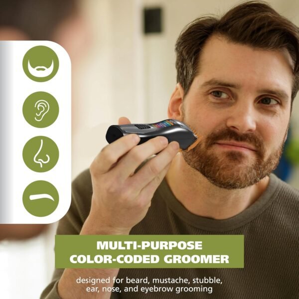 Wahl Color Pro All in One Rechargeable Cordless Color Coded Beard Trimmer with Detail Eyebrow Trimmer and Rotary Nose Hair Trimmer for Men- Model 3025945 - Image 5