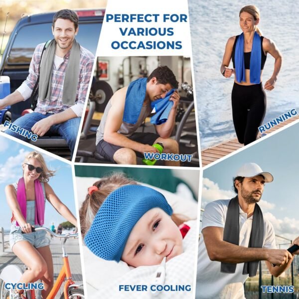 Sukeen Cooling Towel 8 Pack (40"x 12"), Cooling Towel for Neck and Face, Microfiber Breathable Towel for Hot Weather, Sweat Towel for Gym, Sport, Yoga, Golf, Workout, Camping, Running - Image 8