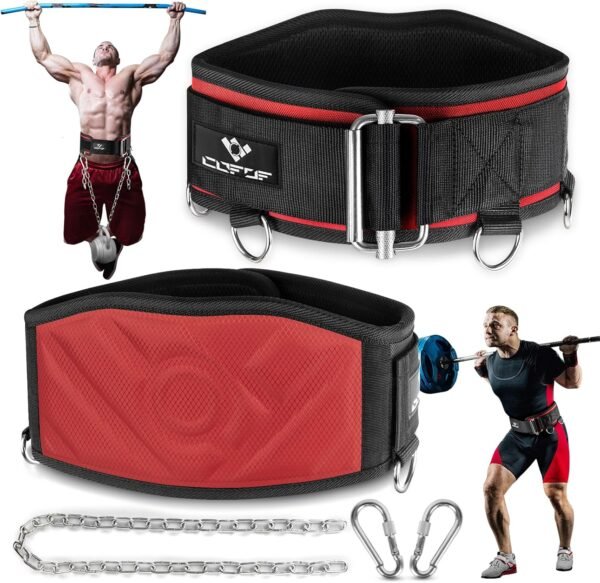 3-in-1 Weighted Pull Up Belt, Weight Lifting Dip Belt with 40.6 IN Chain & Self Locking, Weighted Gym Belt for Pull Up, Squat, Powerlifting & Deadlift, Capacity Up to 350 LBS(Size S) - Image 2