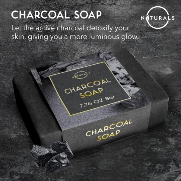 O Naturals Activated Charcoal Soap Bar for Men and Women - Detoxifying, Moisturizing, and Vegan - 4 oz - Image 4
