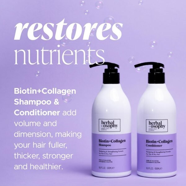 Biotin & Collagen Shampoo & Conditioner Set, Hair Growth Thickening, Repair Dry, Damaged Hair Set, Infused with Vitamin B7 & Argan Oil, Sulfate, Parabens and Gluten Free, 2 x 16.9 Fl Oz - Image 5