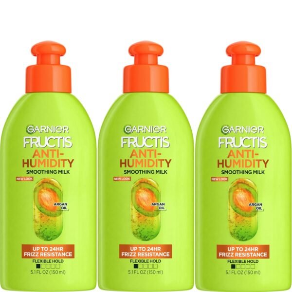 Garnier Fructis Style Anti-Humidity Smoothing Milk for Frizz Resistance, 5.1 Fl Oz, 3 Count, (Packaging May Vary) - Image 2