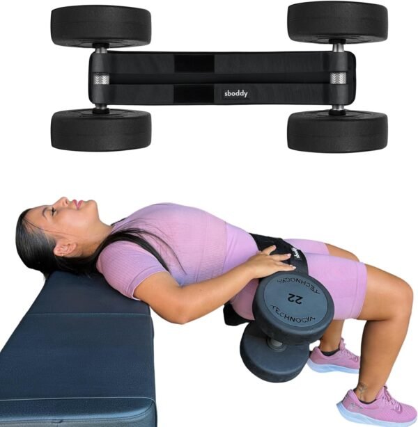 Hip Thrust Belt For Dumbbells Heavy, Kettlebells, Plates, Hip Thrust Band for Women/Men, Double Hook & Loop Booty Builder, Glute Workout Equipment for All Shapes, Use at Home/Gym - Image 2