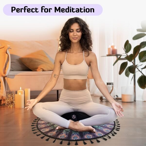 Aila Meditation Cushion with Yoga Mat – Luxurious Meditation Accessories Spiritual Decor Zafu Meditation Cushion – Meditation Floor Pillow for Women Include Extra Cushion Cover – Memory Foam Material - Image 7