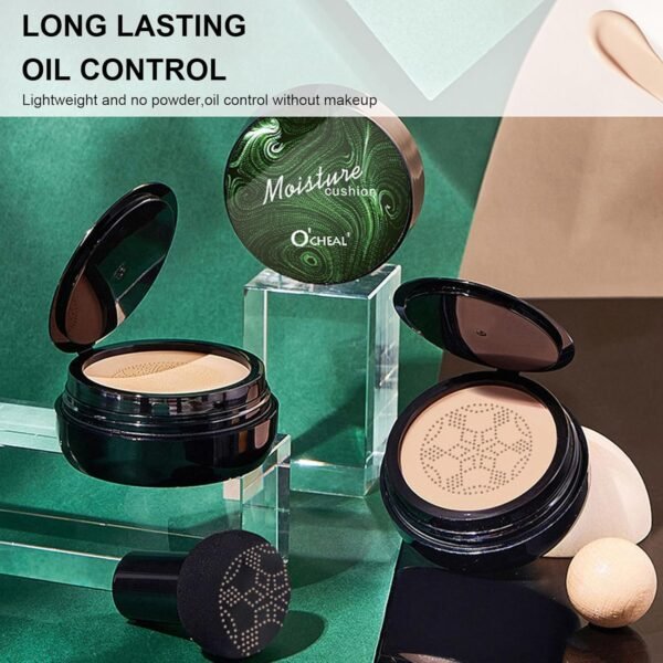 Mushroom Head Air Cushion CC Cream, Moisturizing Concealer Makeup Base, Even Skin Tone, Brighten, Waterproof Long Lasting Matte Oil Control Air Cushion CC Cream Foundation (Ivory) - Image 8