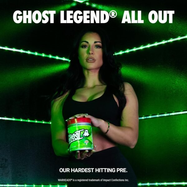 GHOST Legend All Out Pre-Workout Powder, Warheads Sour Green Apple - 20 Servings - Pre-Workout Supplement for Men & Women - Energy & Pumps - Caffeine, L-Citrulline, & Beta Alanine Blend - Sugar Free - Image 3