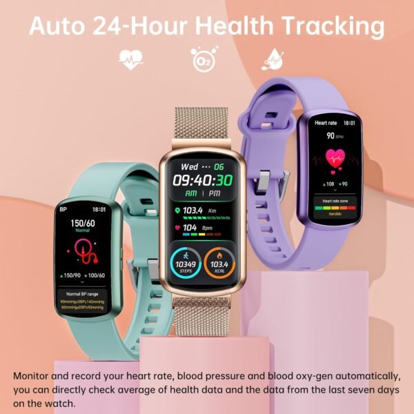 Health Fitness Tracker with 24/7 Heart Rate and Blood Pressure, Smart Watch with Blood Oxygen Monitor, 120+ Sport Mode, Sleep Tracking Waterproof Activity Tracker, Step Counter for Women Men - Image 4
