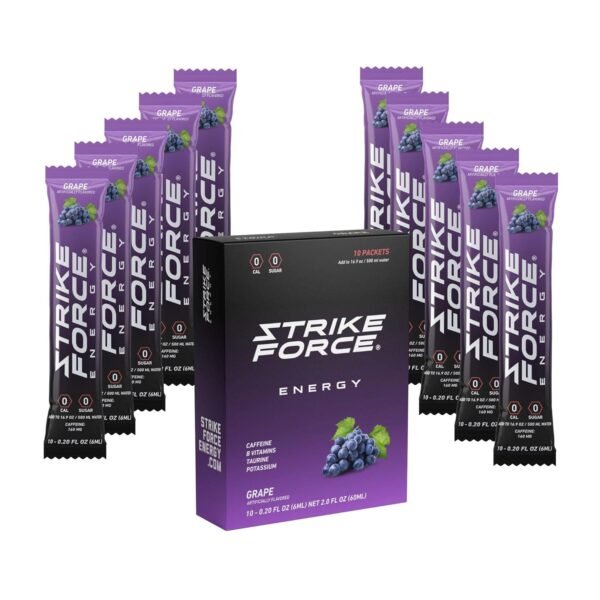 Strike Force Energy Drink Mix - Grape Flavor - Natural Tasting Caffeine Drink - Turn Any Drink into a Healthy Energy Drink - Zero Calories, Keto Friendly, Sugar Free, Pre Workout (10 Liquid Packs) - Image 2