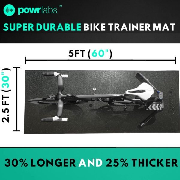 Powr Labs Sweat Proof Exercise Bike Mat, Stationary Bike Mat, Indoor Bike Mat, Exercise Bike Mats, Bike Mat Indoor Cycling, Exercise Bike Mat for Carpet Works with Peloton Bike Mat Wahoo Kickr - Image 5