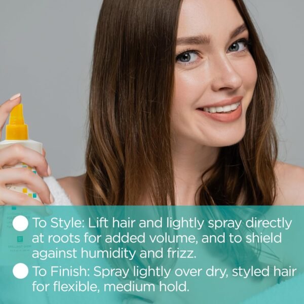 Andalou Naturals Brilliant Shine Hair Spray, Sunflower & Citrus, Styling and Hair Shine Spray with Medium hold, Tames Frizzy Hair & Flyaways, Quick Drying & Non-Sticky, Cruelty Free, 8.2 Fl Oz - Image 4