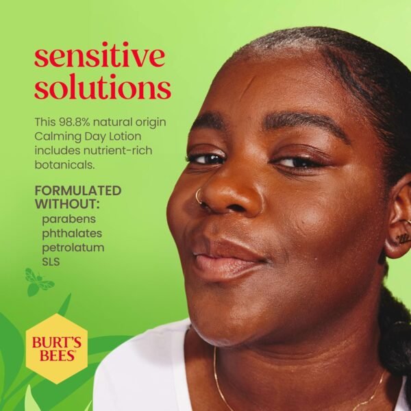 Burt's Bees Calming Day Face Lotion With Aloe and Rice Milk, Soothing Face Lotion for Sensitive Skin, 98.9 Percent Natural Origin Skin Care, 1.8 oz. Bottle - Image 7