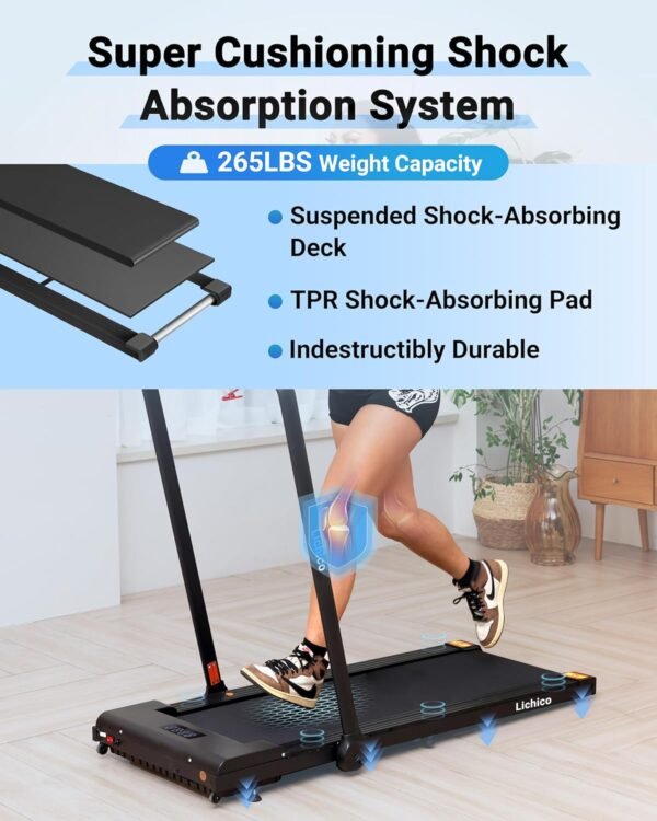 Lichico Walking Pad Under Desk Treadmill，Portable Small Treadmills for Home and Office，Super Quiet Brushless Motorized Walking Jogging Running Machine with Remote Control - Image 6