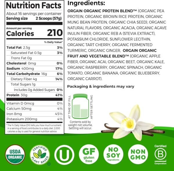 Orgain Sport Protein Powder Vanilla 2.01 lb (Packaging May Vary) - Image 3
