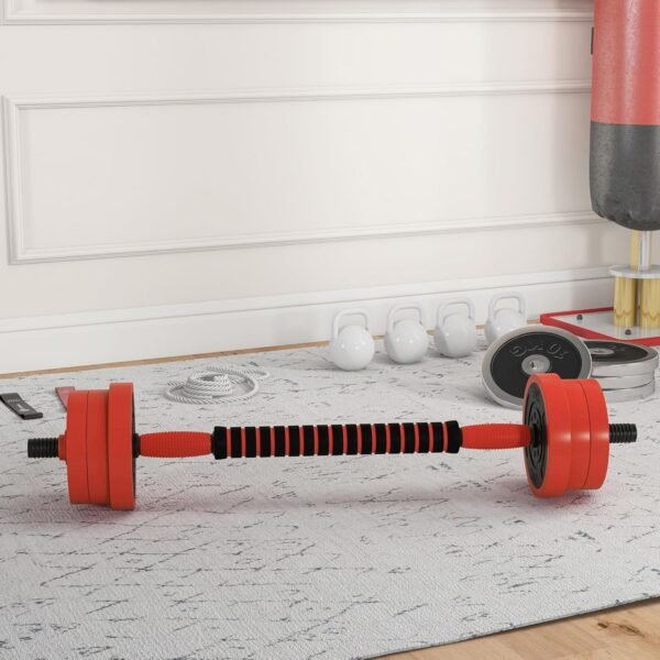 Soozier Adjustable Dumbbell Sets, 4 in1 Weights Dumbbells Set Used as Barbell, Kettlebells, Push up Stand, Free Weight Set for Men and Women Home Gym Training, Red 44/55/66lbs - Image 3