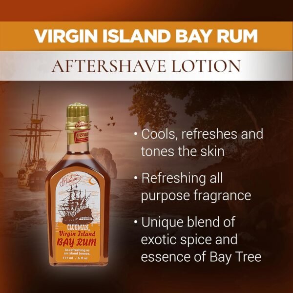 Clubman Pinaud Virgin Island Bay Rum Shave Cologne, After Shave Fragrance, 6 fl oz - Image 4