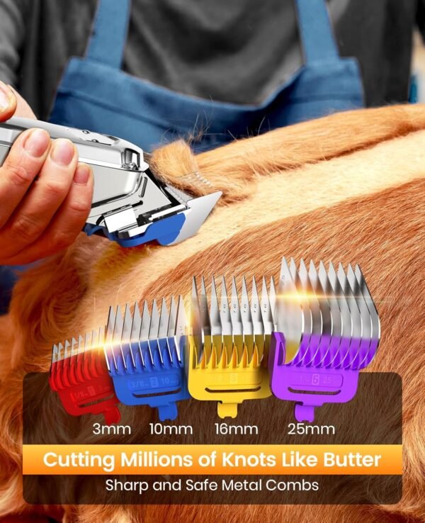oneisall Dog Clippers for Grooming Professional,Cordless/Rechargeable Dog Grooming Kit with Detachable Metal Combs, Low Noise Heavy-Duty Dog Clippers for Thick/Curly/Fine/Wavy Hair - Image 3