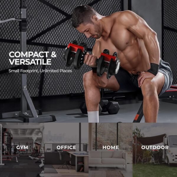 Yaheetech Adjustable Dumbbell Set Free Weight Dumbbells 40lbs/52.5lbs/90lbs Fast Adjust Dumbbells Dumbbell Weight Set, with Tray for Men/Women Strength Training Equipment - Image 8