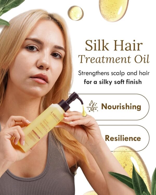 LABIOTTE Silk Oil Hair Treatment for Repair, Frizz Control & Shine - With Jojoba Oil for Dry, Damaged Hair Growth - 5.07 Fl Oz - Image 3