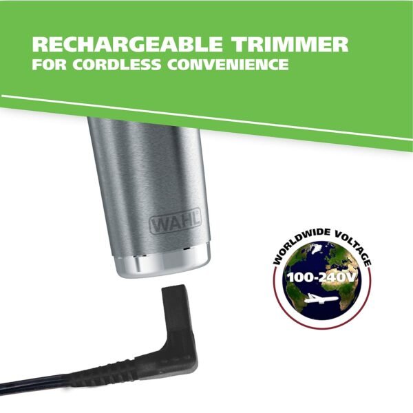 Wahl USA Stainless Steel Lithium Ion 2.0+ Beard Trimmer for Men - Electric Shaver & Nose Ear Trimmer - Rechargeable All in One Men's Grooming Kit - Model 9864SS - Image 6