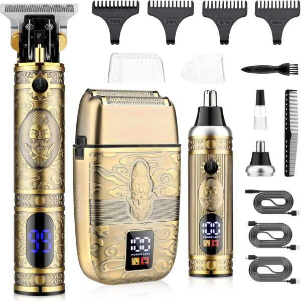 Professional Hair Trimmer Hair Clippers for Men, Nose Hair Trimmer Men's Shaver Set,Cordless T-Blade Beard Trimmer Mens Barber Clippers,Electric Foil Shavers Razor for Men Haircutting Kit - Image 2