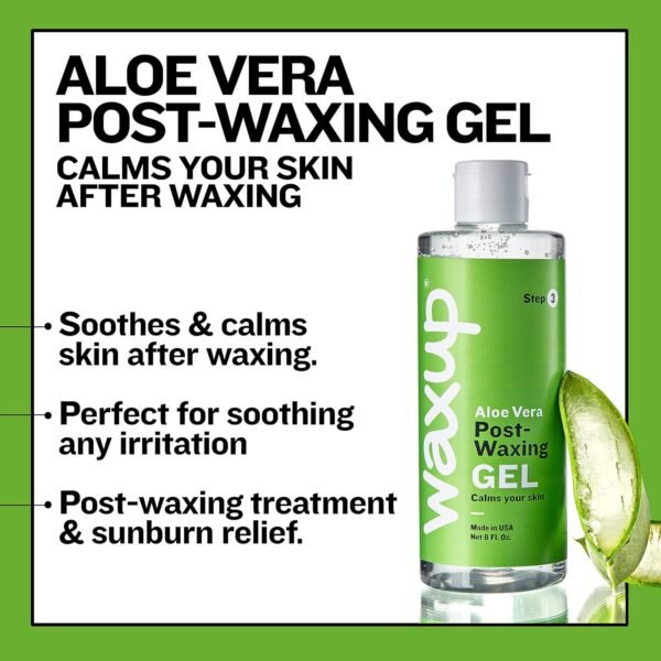 waxup Aloe Vera Gel for Sunburn Relief (8 Fl Oz), After Waxing Skin Care Aloe Vera Gel for Skin, Post Waxing Products for Soothing Skin. - Image 4