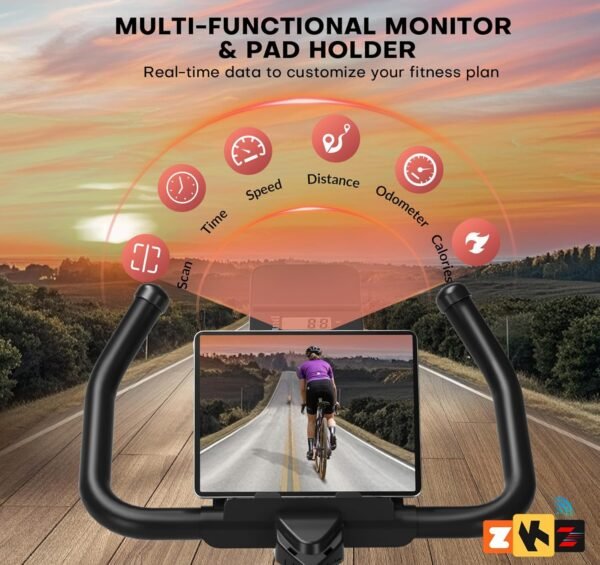 Exercise Bike, Adjustable Magnetic Resistance Brake Stationary Bikes for Home, Quiet Indoor Cycling Bike with Upgraded Seat Cushion, Digital Monitor & Phone Mount, 350lbs Weight Capacity - Image 6