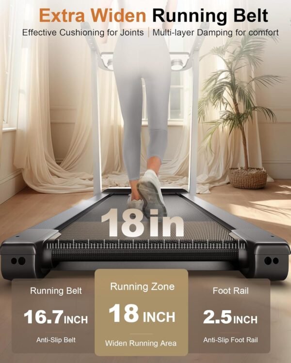 3.5HP Incline Foldable Treadmill for Home 350+ lb Capacity, Voice Control Smart Treadmill Work with WELLFIT KINOMAP, 18IN Widen Belt|Heart Rate Monitor|Music Player|12 Preset Programs - Image 5