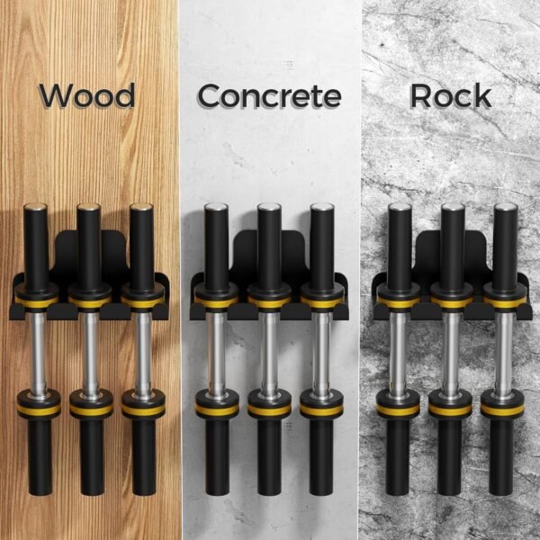 Olympic Barbell Hanger,Garage Gym Bar Wall Rack,Vertical Barbell Mount Rack,Black Powder Coated,Space Saving Commercial or Home Gym Accessory,Holds Under 33mm Bar Size - Image 6