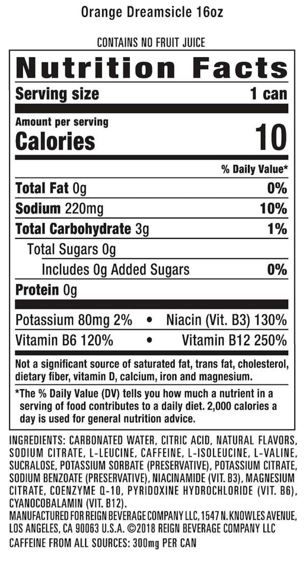 Reign Total Body Fuel, Orange Dreamsicle, Fitness & Performance Drink, 16 Fl Oz (Pack of 12) - Image 8