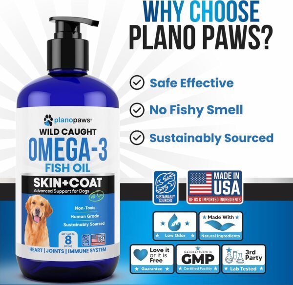 Omega 3 Fish Oil for Dogs - Better Than Salmon Oil - Dog Fish Oil Supplement to Reduce Shedding & Itching - Supports Joints, Brain, and Heart Health - Skin and Coat Supplement - Liquid Fish Oil - Image 4