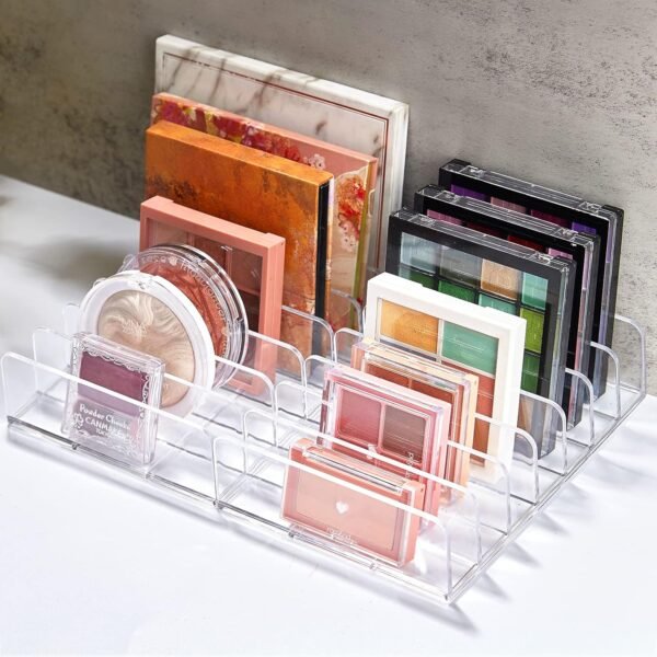 TUZAZO 2 Pack Acrylic Eyeshadow Palette Makeup Organizer - 7-Section Makeup Palette Organizer - Cosmetics Display Storage Holder for Eyeshadow Palettes Blush Contour Kits Sunglasses - Image 9
