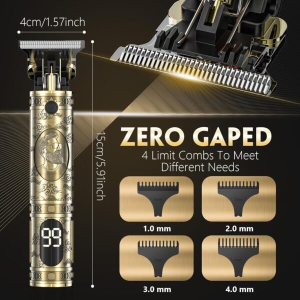 Cordless Hair Clippers for Men Professional Beard Trimmers with LCD Display Electric Rechargeable Shaver Zero Gapped T/Blade Cutting Kit Gift for Women Men Children - Image 7