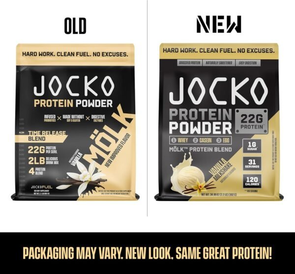 Jocko Mölk Whey Protein Powder 22g Protein - Low Sugar Monk Fruit Blend - Muscle Recovery & Growth, Packaging May Vary (31 Servings, Vanilla Milkshake) - Image 6