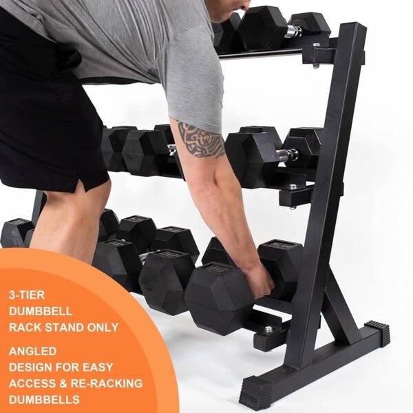 Zlinke 3-Tier Dumbbell Rack Multilevel Weight Storage Organizer for Home Gym, Weight Rack for Dumbbells, Kettlebells, 1100LBS, Alloy Steel - Image 7