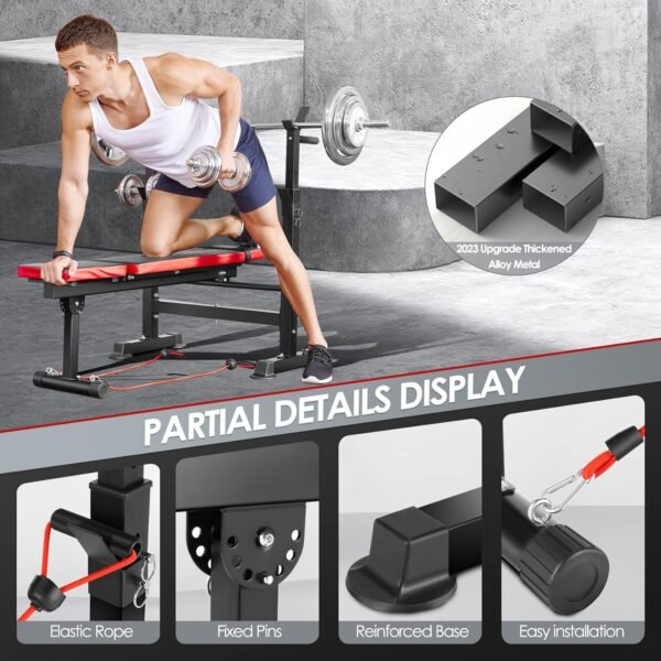 OPPSDECOR 660lbs 6 in 1 Weight Bench Set with Squat Rack Adjustable Workout Bench with Leg Developer Preacher Curl Rack Fitness Strength Training for Home Gym - Image 7